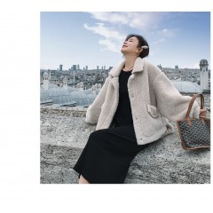 秋冬新款仿皮毛一體短款小個子羊羔毛外套女港風網(wǎng)紅百搭上衣